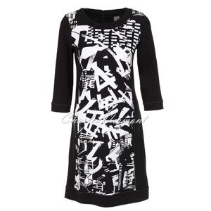 DOLCEZZA Chic Black and White Graphic Dress NWT
